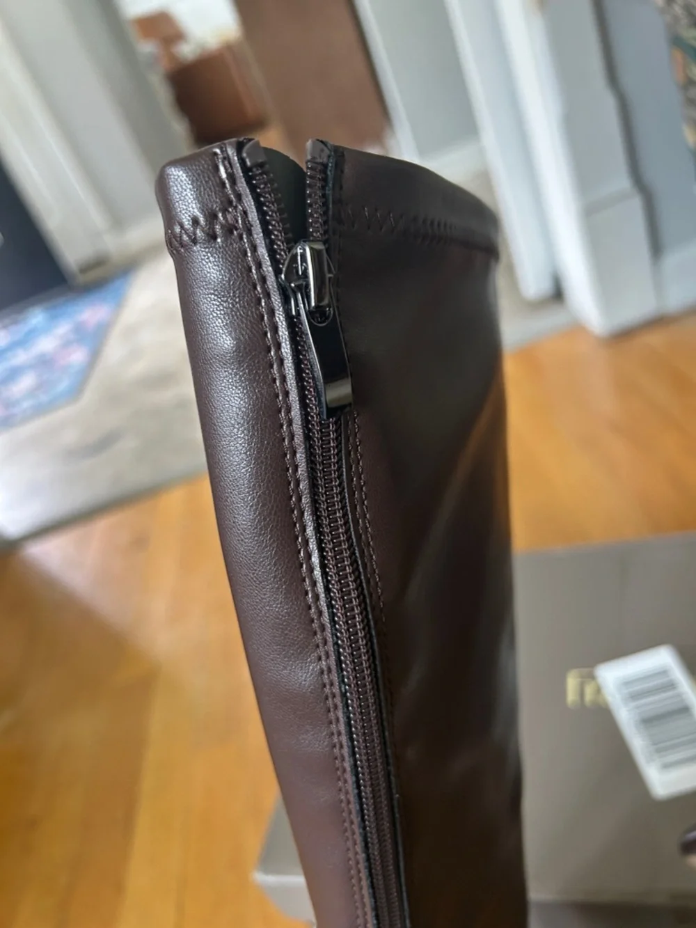 Franco Sarto L-Katherine‎ Dark Brown faux Leather Block Heel Boots 7.5